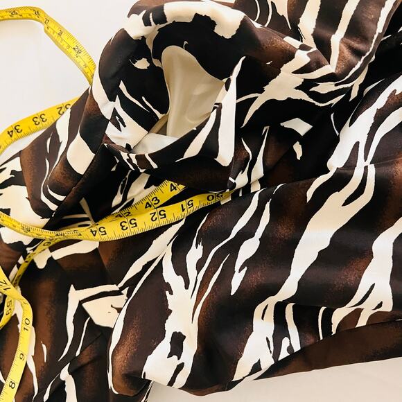Banana Republic Silk Zebra Print Sleeveless Dress Size 4 Petite Brown Cream - Picture 6 of 8